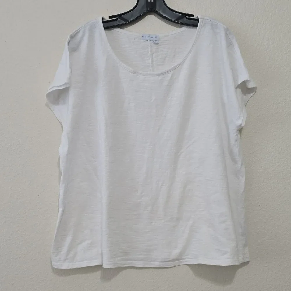 fresh produce White Scoop Neck‎ Short Sleeve Tee OS